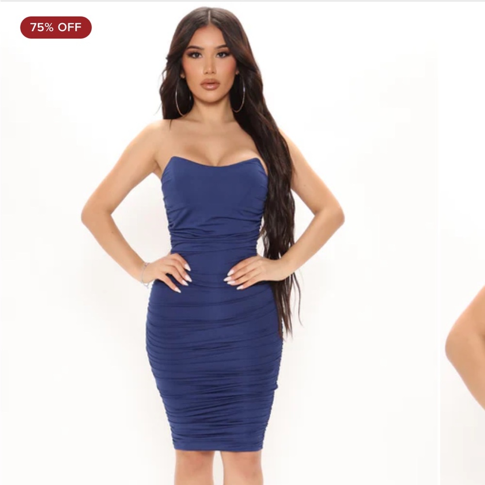 NEW Fashion Nova Strapless Navy Dress
